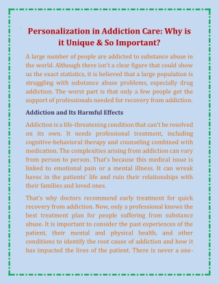 Personalization in Addiction Care_ Why is it Unique & So Important :Calida Rehab