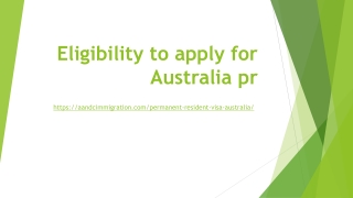 Eligibility to apply for Australia pr