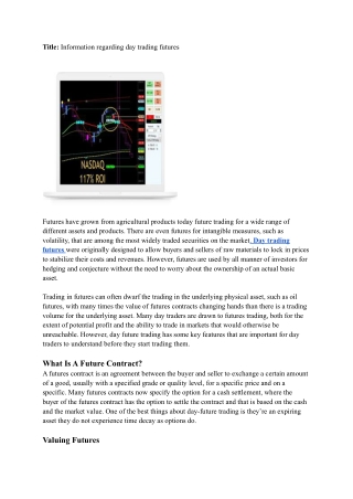 Information regarding day trading futures