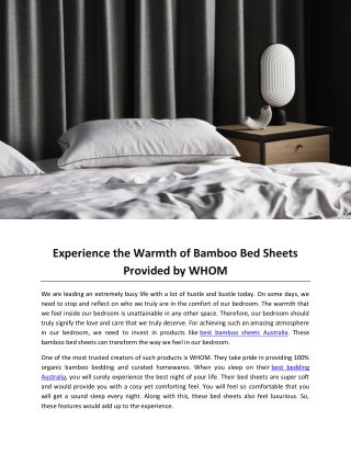 Experience the Warmth of Bamboo Bed Sheets Provided by WHOM