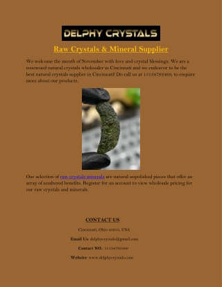 Raw Crystals & Mineral Supplier in Cincinnati.