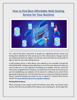 How to find Best Affordable Web Hosting Service for Your Business