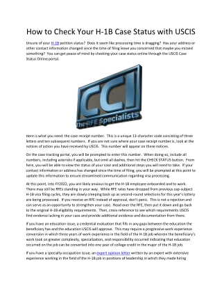 How to Check Your H-1B Case Status with USCIS