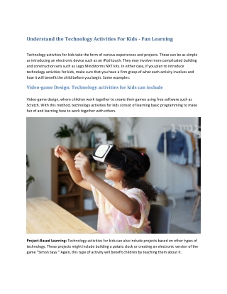 Understand the Technology Activities For Kids