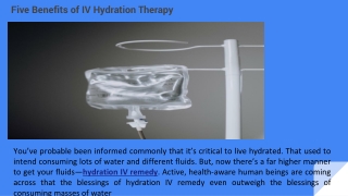Five Benefits of IV Hydration Therapy