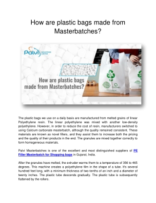 How are plastic bags made from Masterbatches