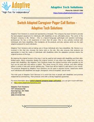 Switch Adapted Caregiver Pager Call Button