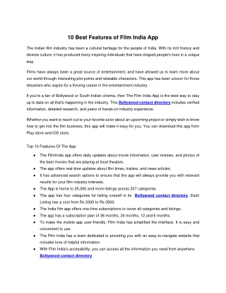 10 Best Features of Film India App