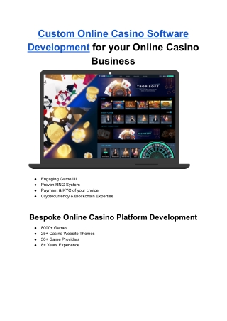 Custom Online Casino Software Development