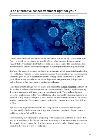 Is an alternative cancer treatment right for you?