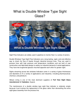 What is Double Window Type Sight Glass?