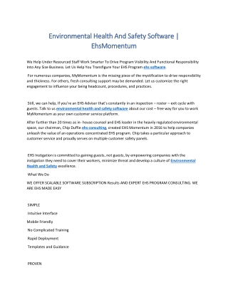 Environmental Health And Safety Software | EhsMomentum