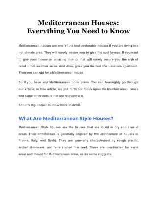 Mediterranean Houses: Everything You Need to Know