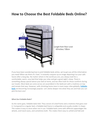 How to Choose the Best Foldable Beds Online?