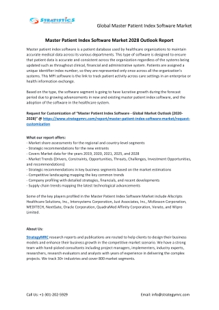Master Patient Index Software Market Forecasts to 2028