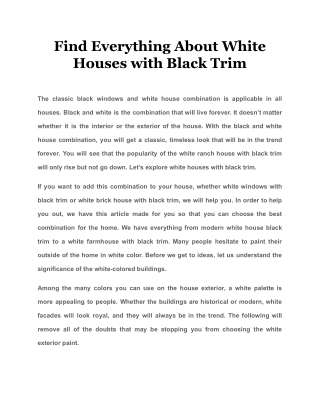 Find Everything About White Houses with Black Trim