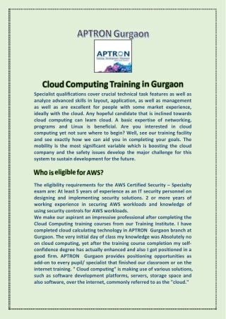 Cloud Computing Training in Gurgaon