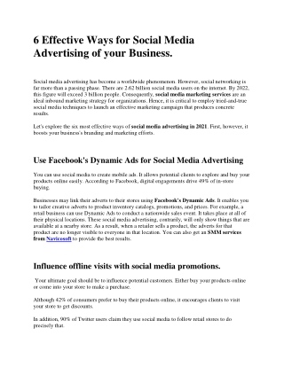6 Effective Ways for Social Media Advertising of your Business.