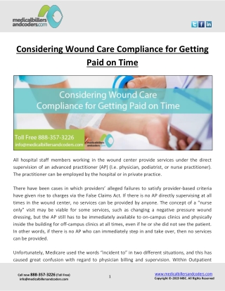 Considering Wound Care Compliance for Getting Paid on Time