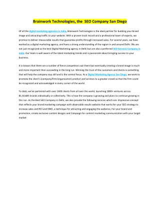 Brainwork Technologies, the  SEO Company San Diego