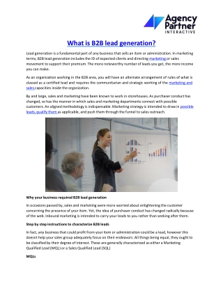 What is B2B lead generation