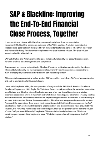 SAP & Blackline: Improving the End-To-End Financial Close Process, Together