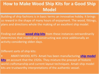 How to Make Wood Ship Kits for a Good Ship Model