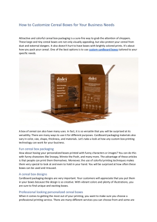 How to Customize Cereal Boxes for Your Business Needs