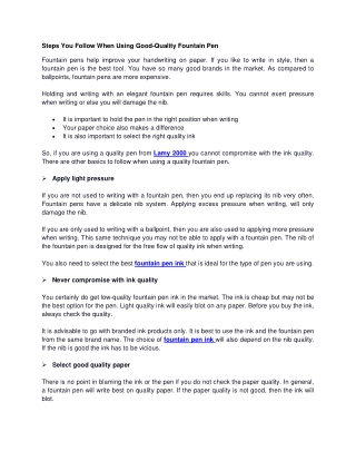 Steps You Follow When Using Good-Quality Fountain Pen