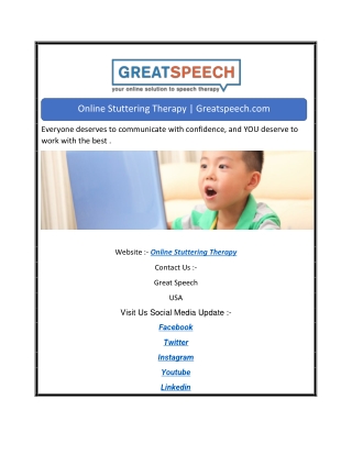 Online Stuttering Therapy | Greatspeech.com