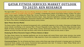 Qatar Fitness Service Market Industry, Analysis, Size 2025