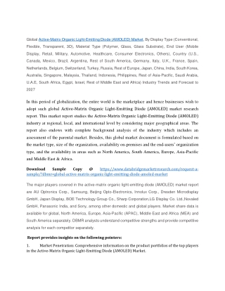 Active-Matrix Organic Light-Emitting Diode (AMOLED) Market