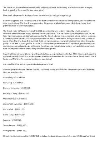 Just How Much All Sims 4 Growth Packs Cost (Consisting Of Cottage Living).