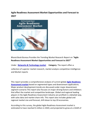 Global Agile Readiness Assessment Market and Forecast to 2027