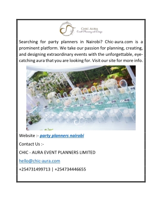 Party Planners Nairobi Chic-aura.com