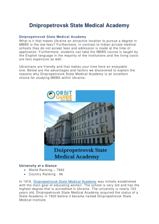 Dnipropetrovsk State Medical Academy -13 NOV