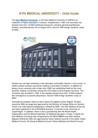KYIV MEDICAL UNIVERSITY – Orbit Guide