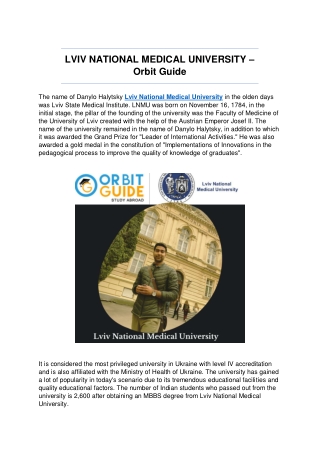 LVIV NATIONAL MEDICAL UNIVERSITY – Orbit Guide