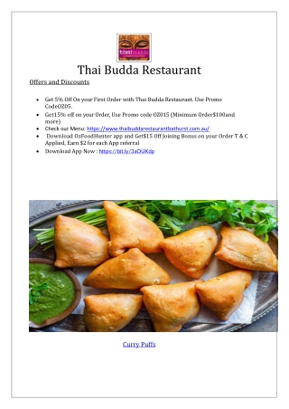 5% off - Thai Budda Restaurant Bathurst Menu, NSW
