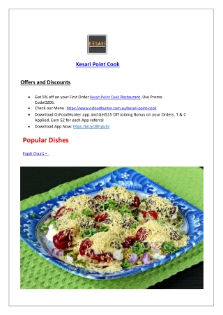 15% off - Kesari Point Cook Takeaway Menu, VIC