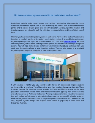 Do lawn sprinkler systems need to be maintained and serviced