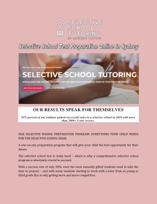 Selective School Test Preparation Online In Sydney