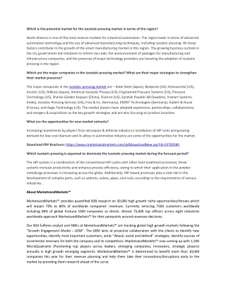 Isostatic Pressing Market