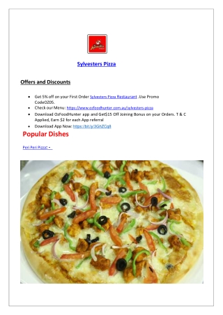 5% Off - Sylvesters Pizza Menu - Pizza Restaurant Preston, VIC