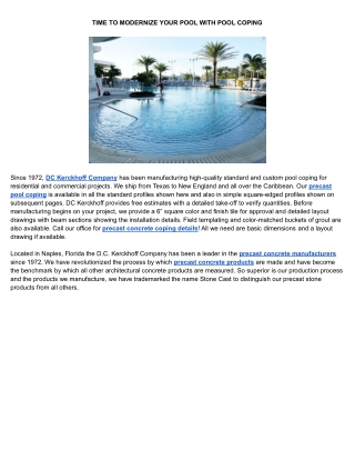 TIME TO MODERNIZE YOUR POOL WITH POOL COPING