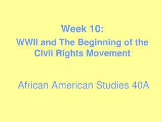 African American Studies 40A