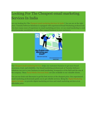 Looking For The Cheapest email marketing Services In India