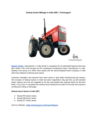 Swaraj tractor Mileage in India 2021 | Tractorgyan