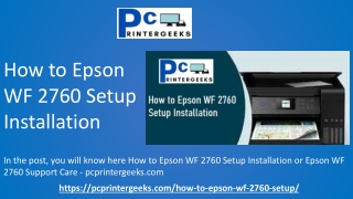 How to Epson WF 2760 Setup Installation