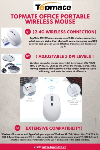 TopMate Office portable wireless Mouse.